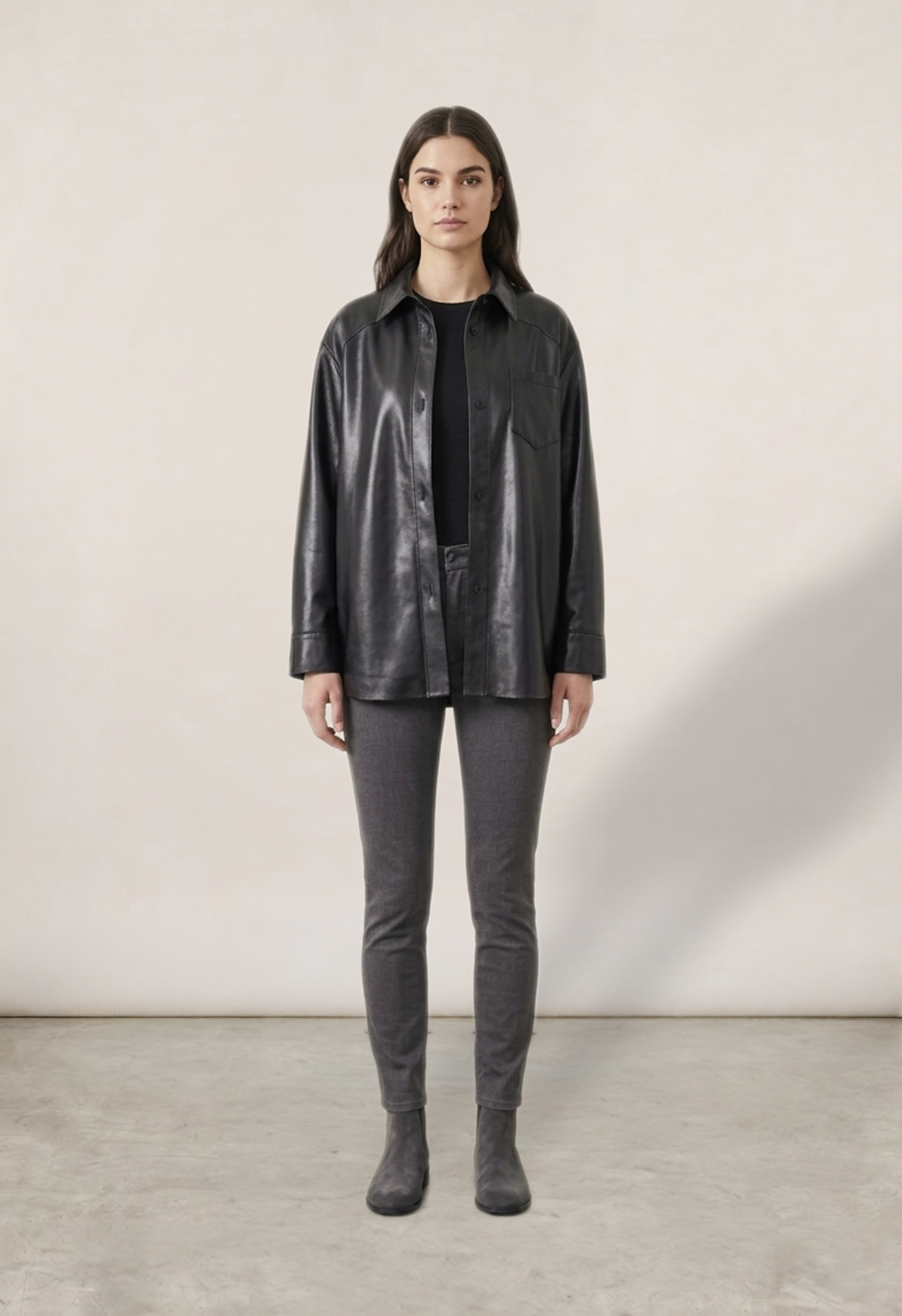 Cropped Faux leather Jacket